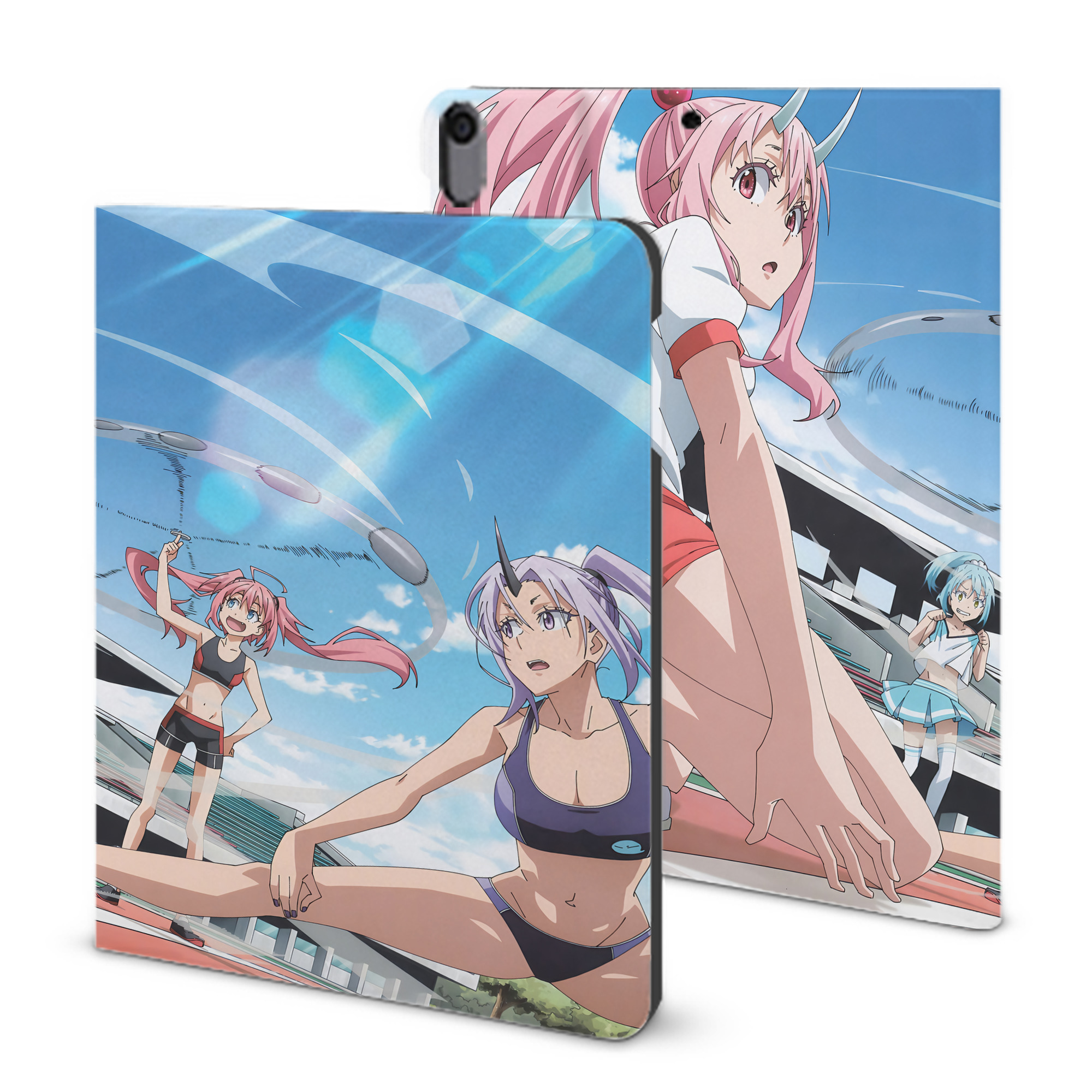 （画像用） 転スラ Regarding Reincarnated to Slime IPad ケース ブック型 PUレザー TPU 耐衝撃 軽量 薄型 ペン収納なし 全面保護 IPad 各モデル対応